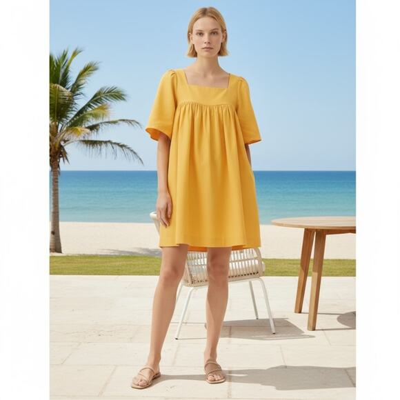 Three Graces Sofia Cotton Poplin Sundress 2 Yellow NEW - Picture 1 of 10